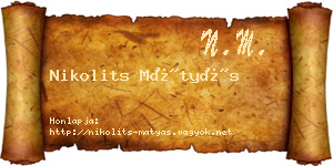 Nikolits Mátyás névjegykártya